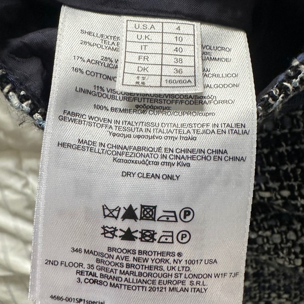 Brooks Brothers Blue & White Tweed Mini Skirt -‎ Woven Italy - Bemberg Lined - 4 - Picture 3 of 6